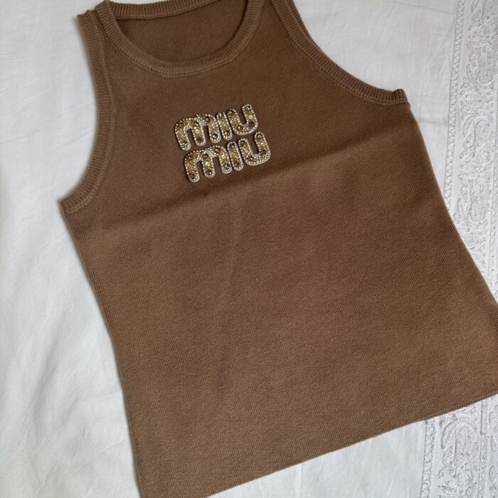 Top Summer marron et strass