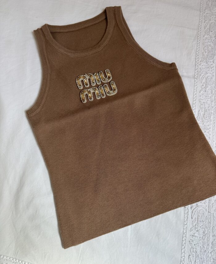 Top Summer marron et strass